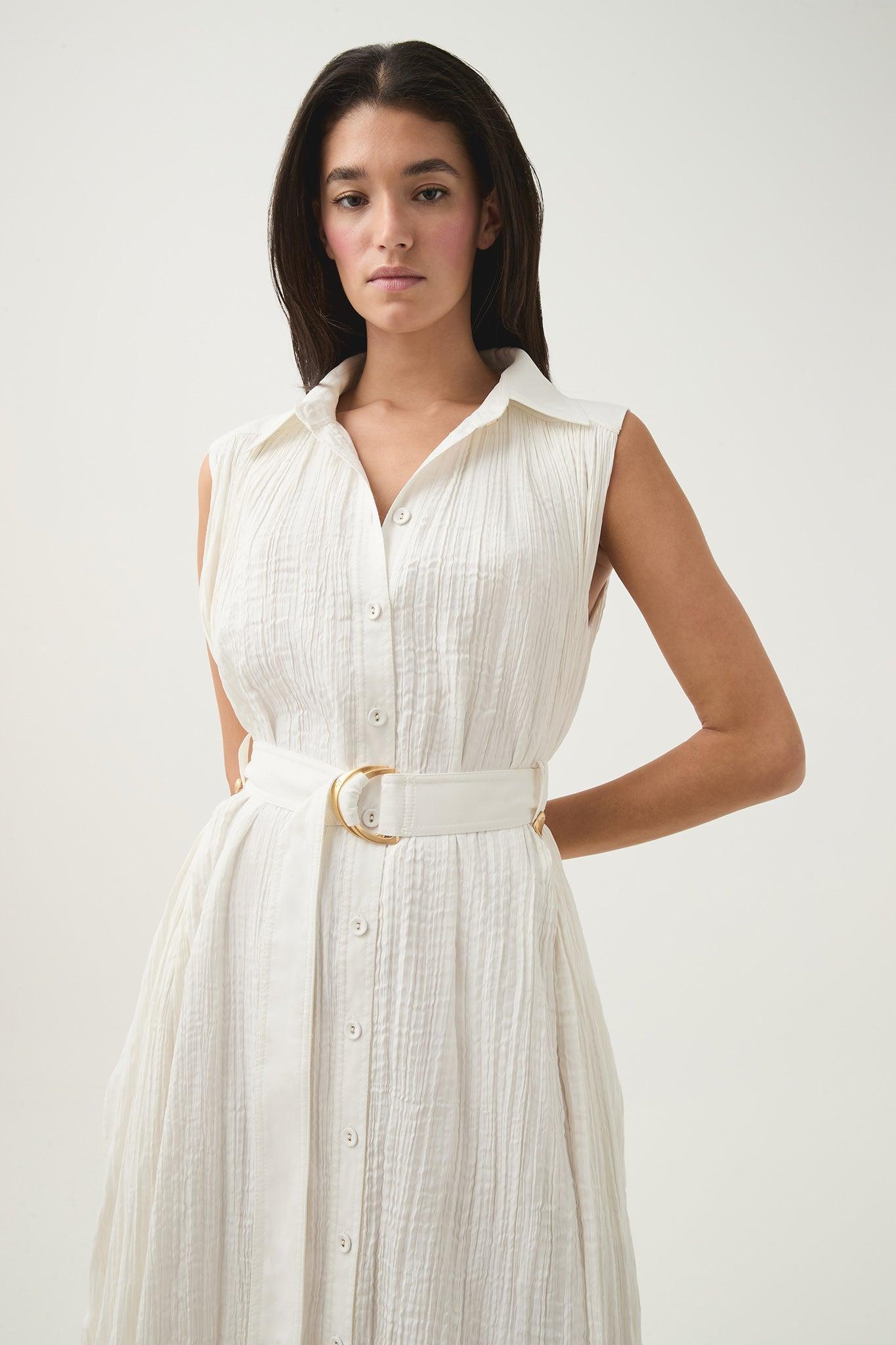 Risen Crushed Pleat Midi Dress Product Image