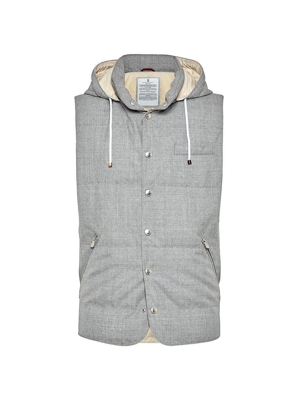 Mens Quilted Down Wool Hooded Vest Product Image