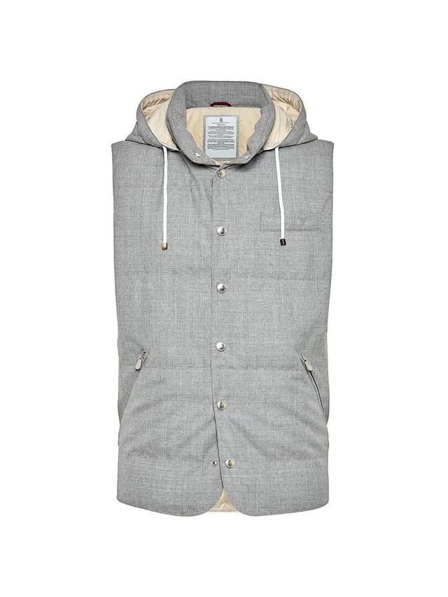 Mens Virgin Wool Fresco Lightweight Down Vest with Detachable Hood Product Image