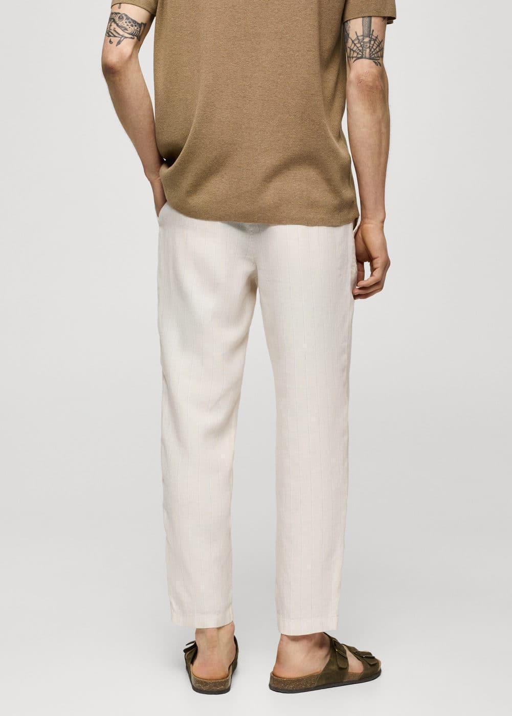 Mango Mens Drawstring Detail Striped Pants Product Image