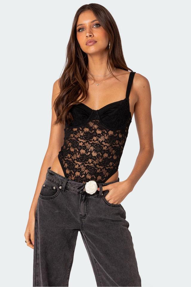 Lace & Satin Cupped Bodysuit Product Image