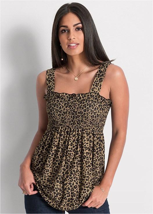 Smocked Leopard Tunic Product Image