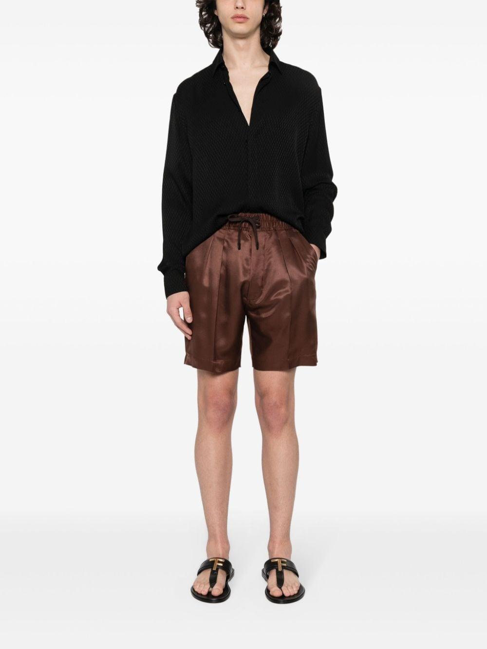 TOM FORD Silk Bermuda Shorts In Brown Product Image