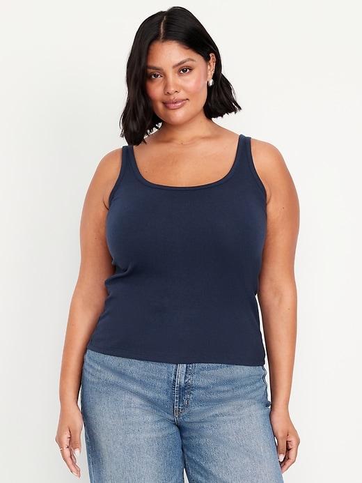 First-Layer Ribbed Scoop-Neck Tank Top Product Image