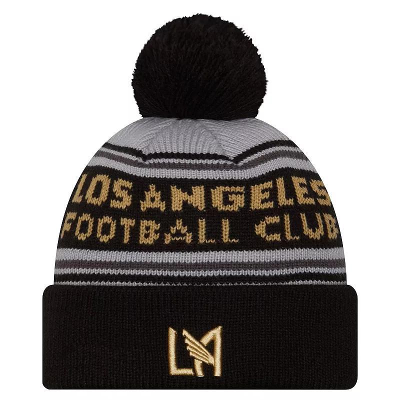 Mens New Era Black LAFC Evergreen Cuffed Knit Hat with Pom Product Image