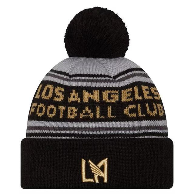 Mens New Era Black LAFC Evergreen Cuffed Knit Hat with Pom Product Image