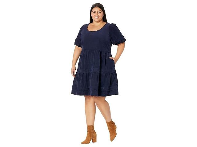 Madewell Plus Corduroy Tiered Mini Dress (Deep Indigo) Women's Dress Product Image