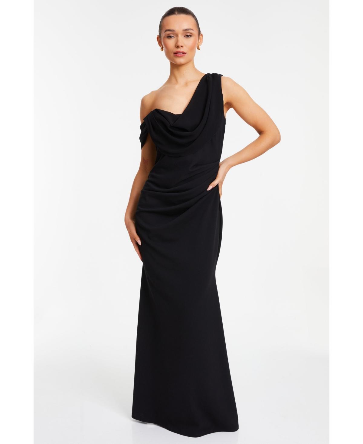 Women's Chiffon & Scuba Crepe Cowl Neck Maxi Dress Product Image