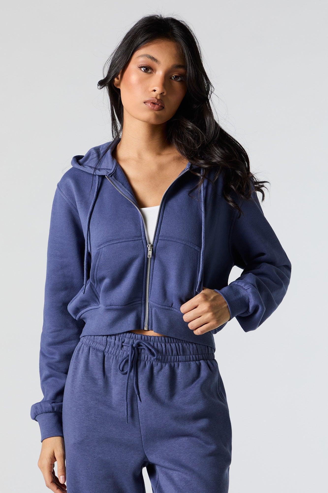 Fleece Zip-Up Cropped Hoodie Female Product Image