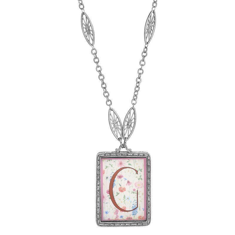 1928 Floral Motif Initial Pendant, Womens, Z Product Image