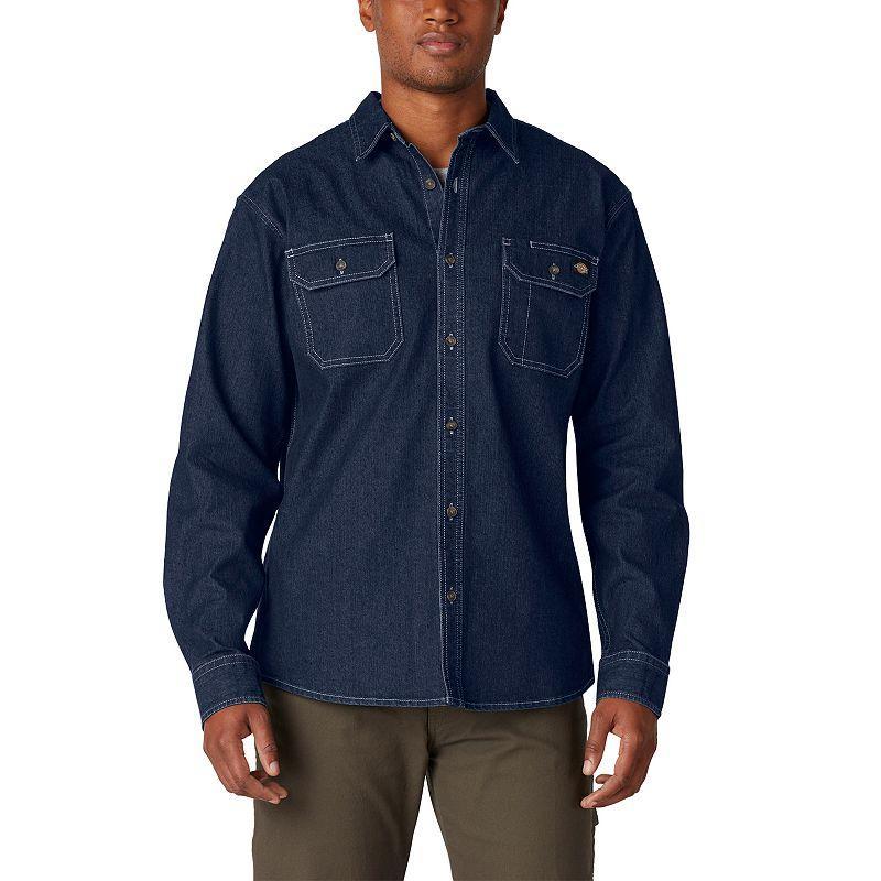 Mens Dickies FLEX Relaxed-Fit Denim Button-Down Shirt Blue Product Image