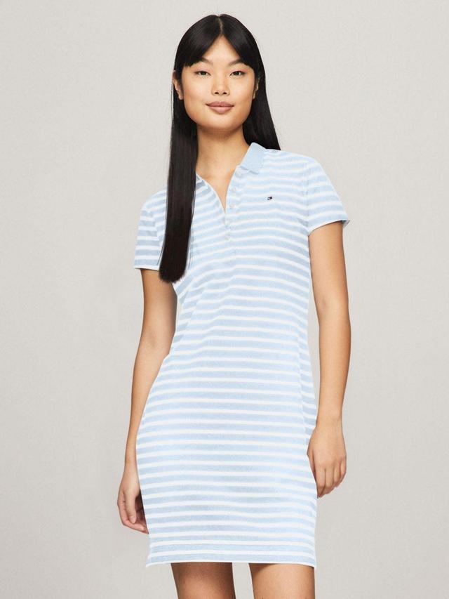 Tommy Hilfiger Women's Slim Fit Stripe Stretch Polo Dress Product Image