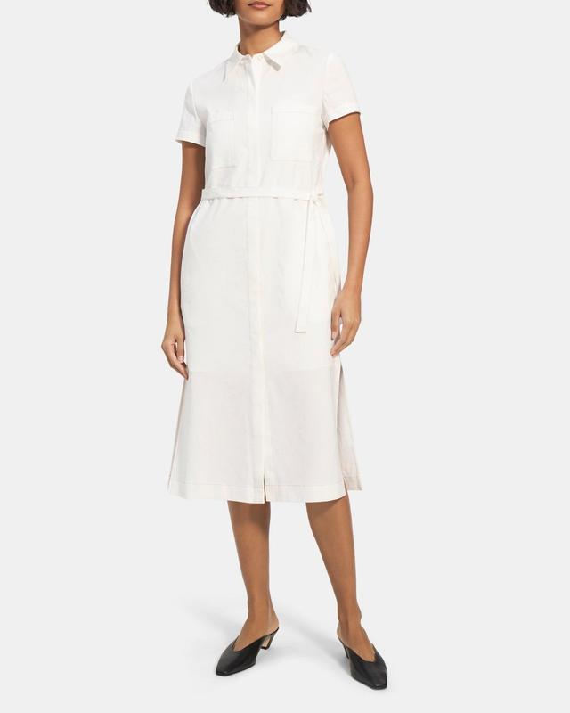 Short-Sleeve Shirt Dress in Linen Product Image