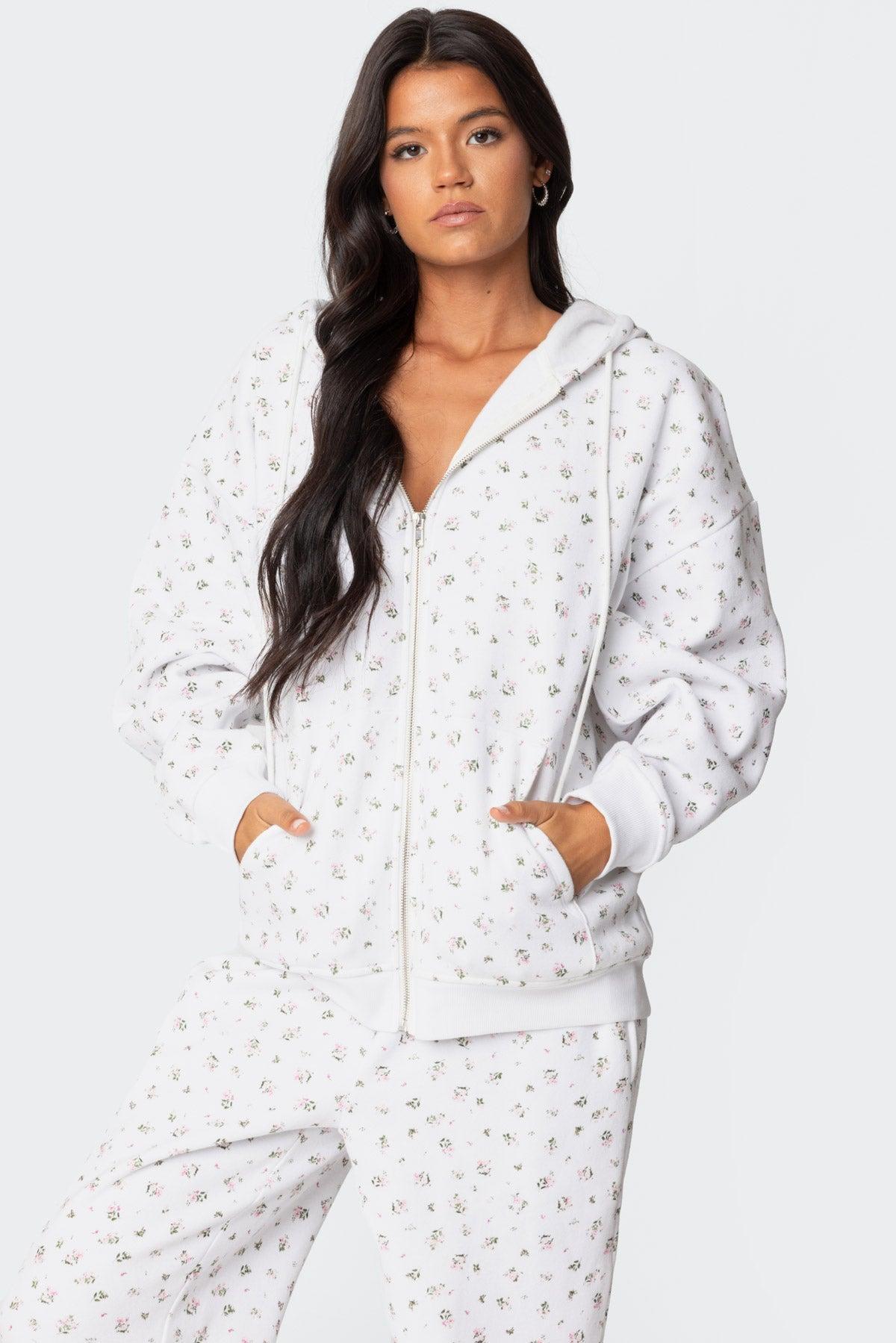 Bouquet Oversized Zip Up Hoodie Product Image