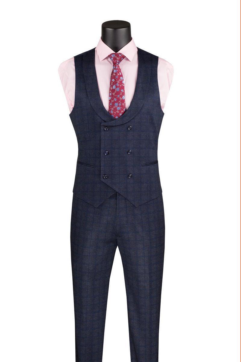 Slim Fit 3 Piece Stretch Fabric Suit in Navy with Armholes Product Image