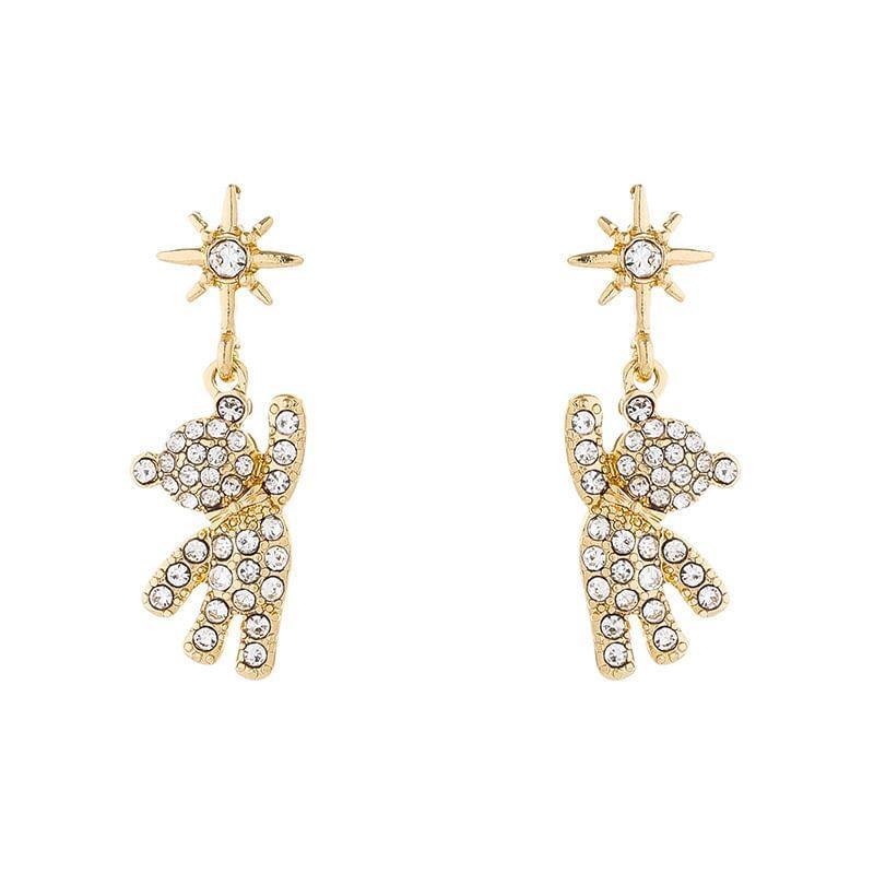 Rhinestone Bear Drop Earring Product Image