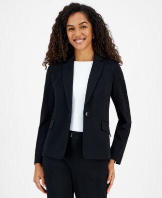 Petite Collared One-Button Compression Blazer Product Image