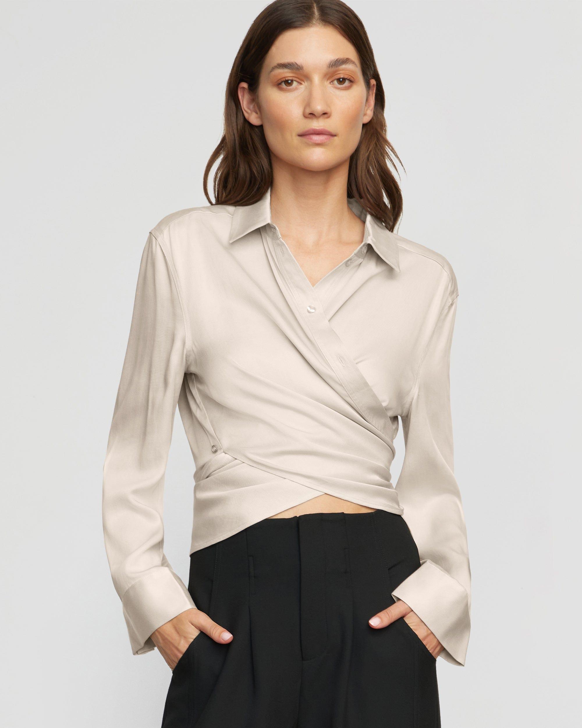 Cory Satin Tencel Wrap Blouse Product Image