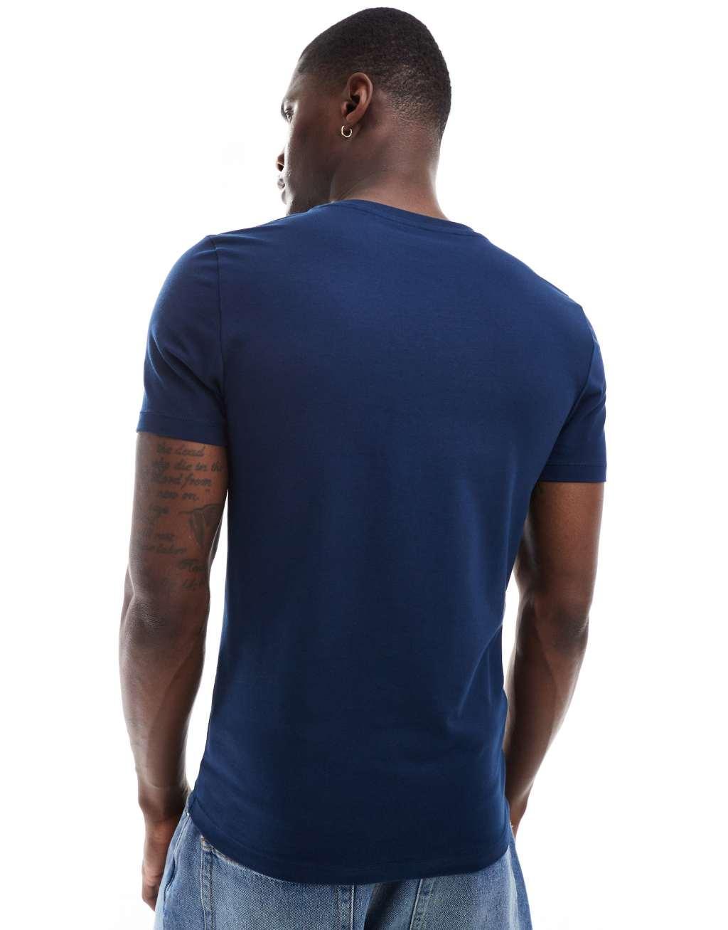 ASOS DESIGN 2 pack muscle fit T-shirts in white and navy Product Image