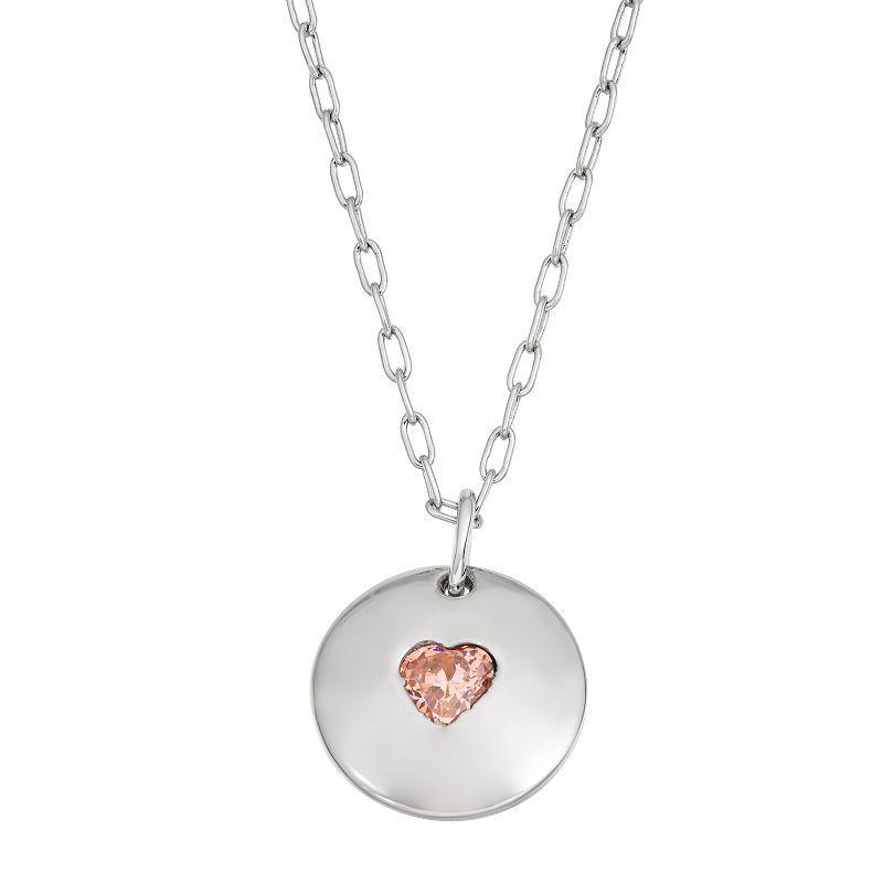 Silver-Plated Stronger Together Heart Pendant Necklace, Womens Silver Tone Pink Product Image