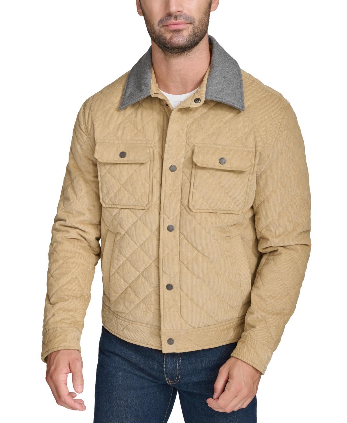 Cole Haan Mens Collared Quilted Button-Front Jacket Product Image