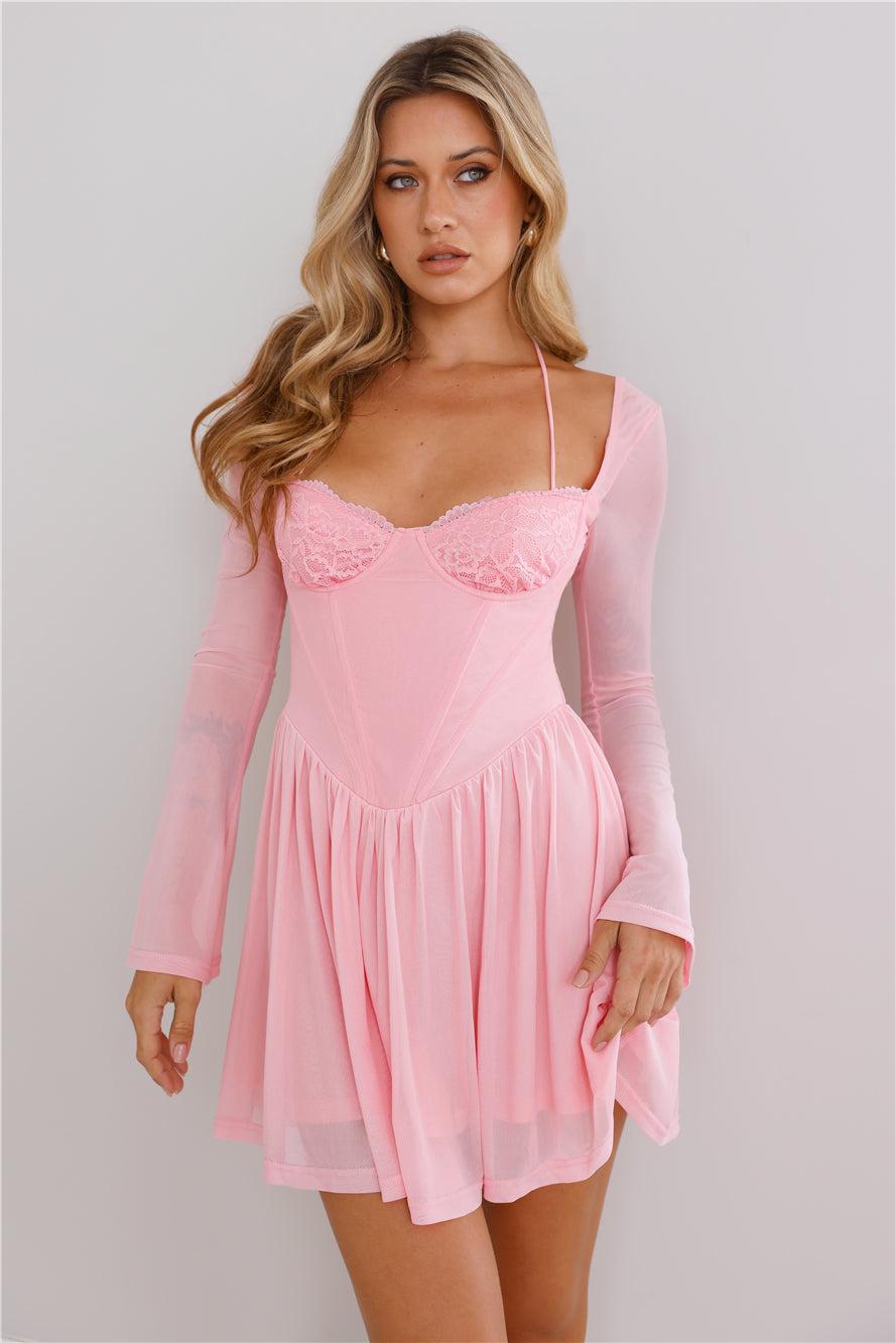 Tip Toe Lace Mini Dress Pink product image