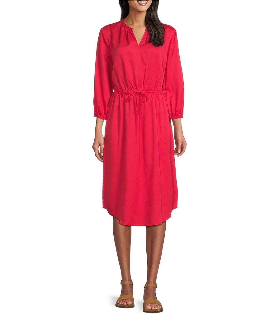 Westbound Woven V-Neck 3/4 Sleeve Dress Product Image