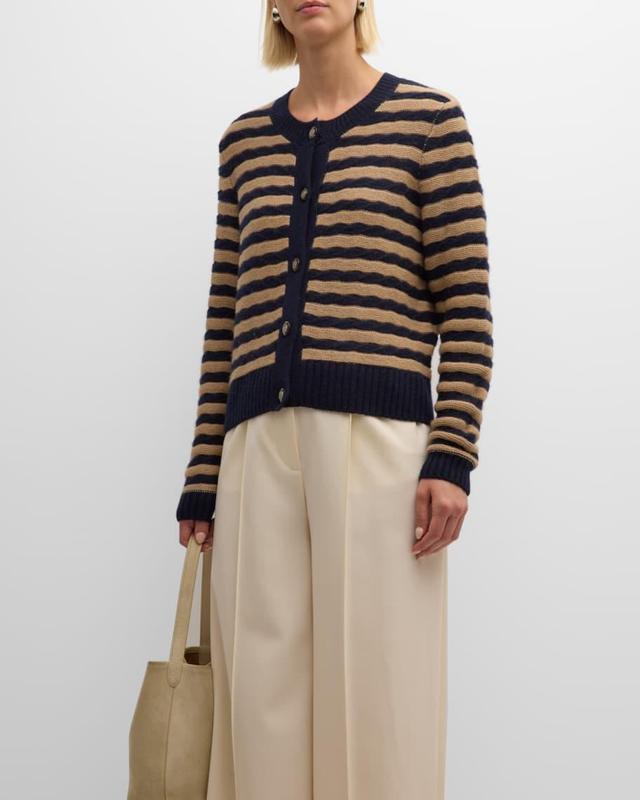 Striped Cashmere-Wool Cardigan Product Image