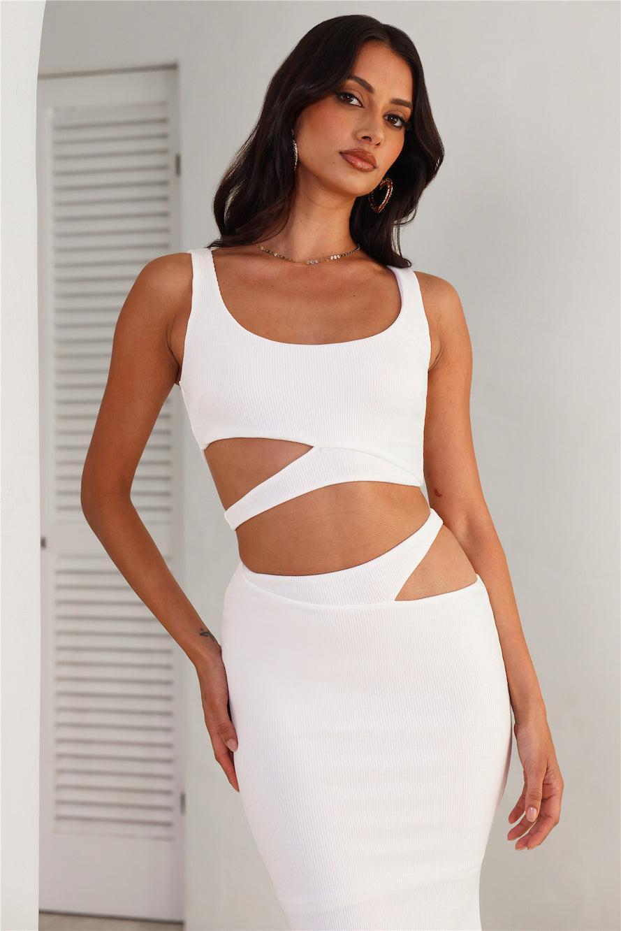 Where Did You Go Ribbed Crop Top White Product Image