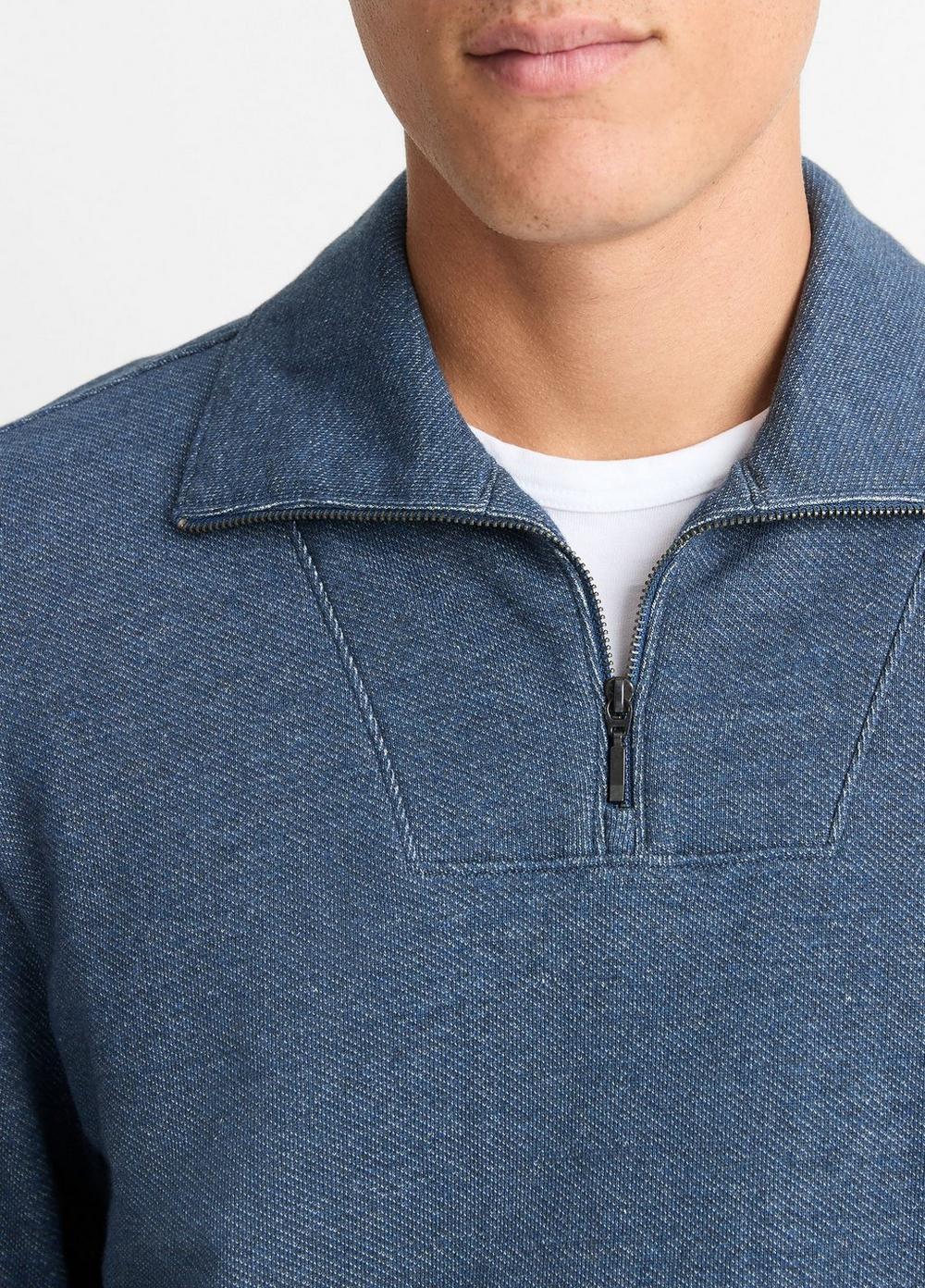 Cotton-Blend Mock Neck Quarter-Zip Pullover Product Image