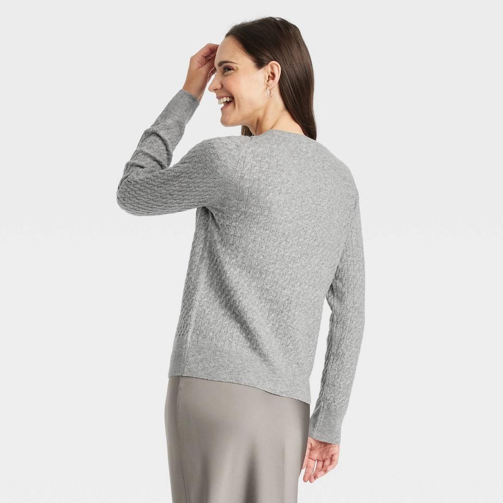 Women's Crewneck Pullover Sweater - A New Day™ Gray M Product Image