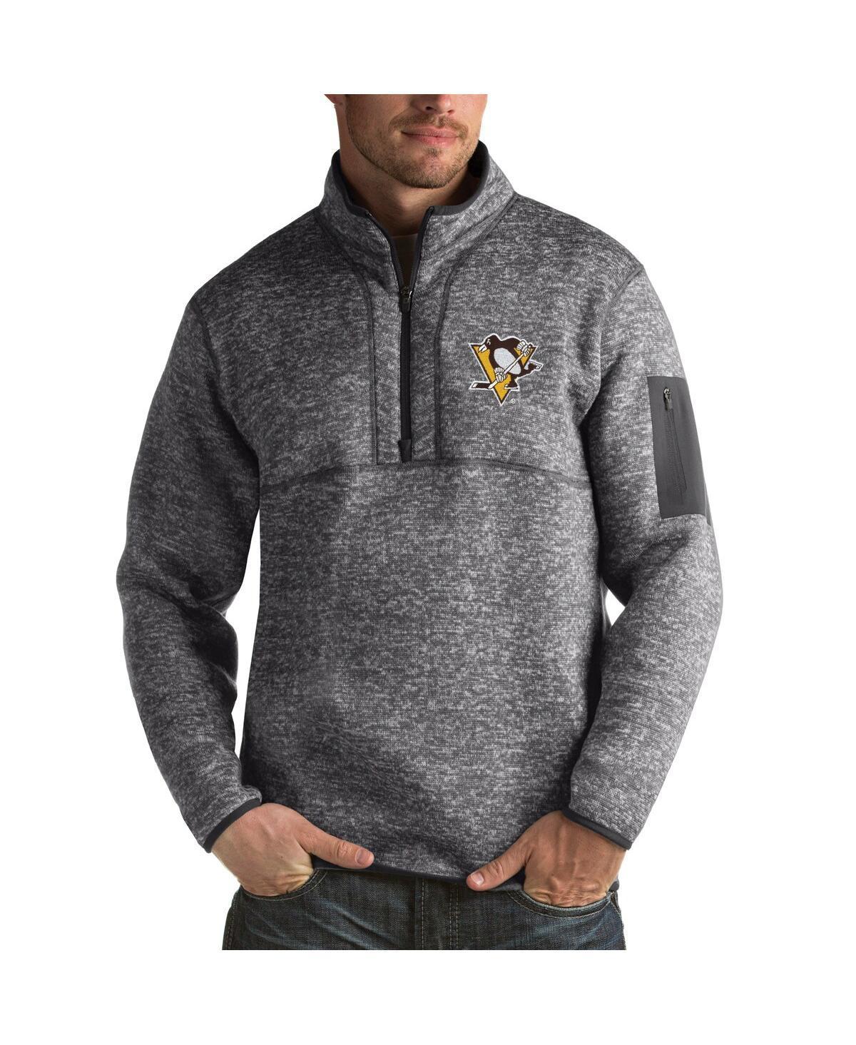 Mens Antigua Charcoal Pittsburgh Penguins Fortune 1/2-Zip Pullover Jacket Product Image