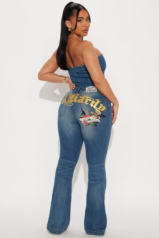 Ed Hardy True Love Denim Jumpsuit - Medium Wash Product Image