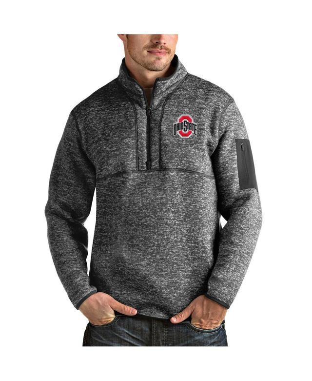 Antigua Mens Heather Charcoal Ohio State Buckeyes Fortune Half-Zip Pullover Jacket Product Image