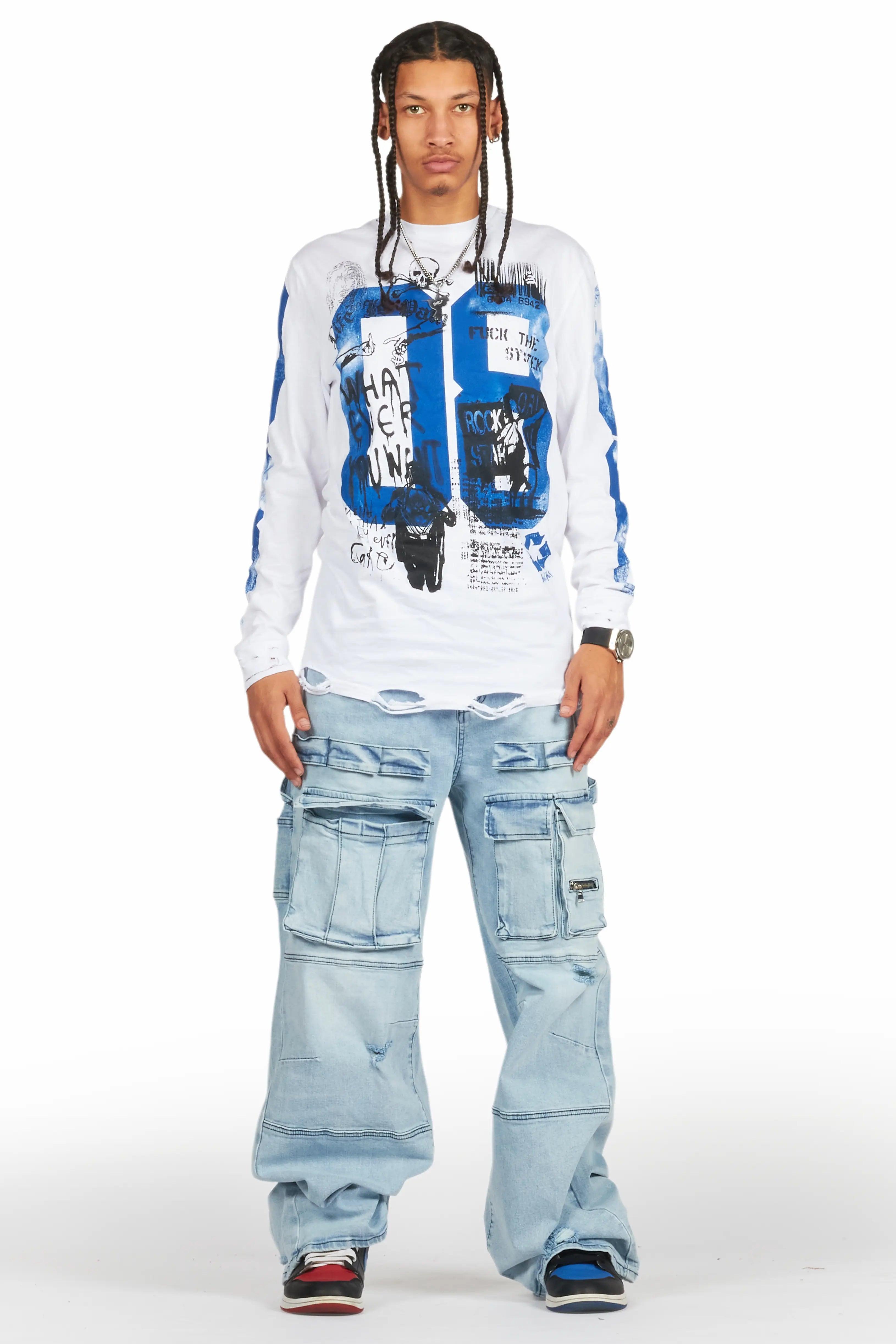 Burain Blue Baggy Fit Jean Male Product Image