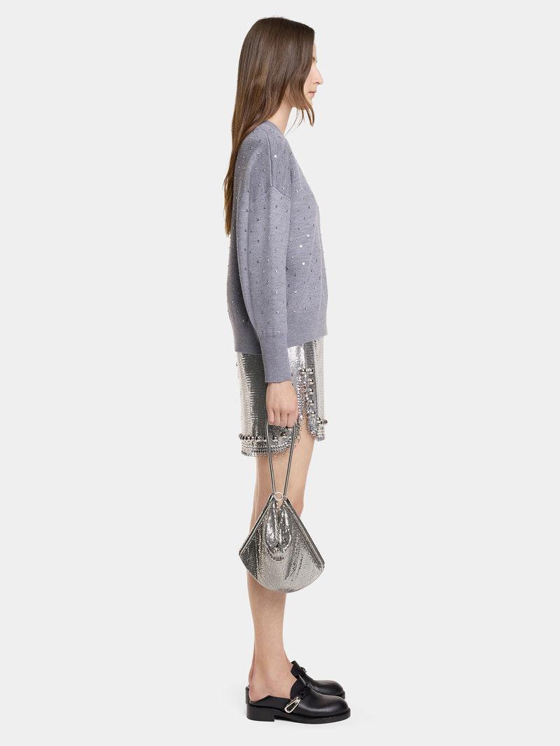 GREY CRYSTAL-EMBELLISHED SWEATER IN WOOL Product Image