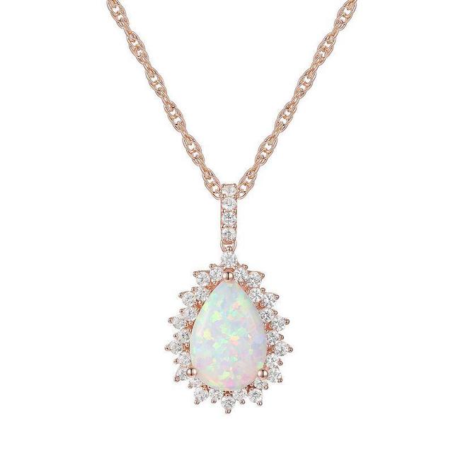 14k Rose Gold Over Silver Lab-Created Opal Pendant, Womens Product Image