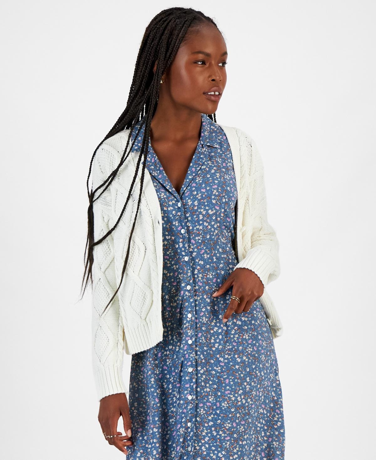 Lucky Brand Womens Cable-Stitch Long-Sleeve Cardigan Product Image