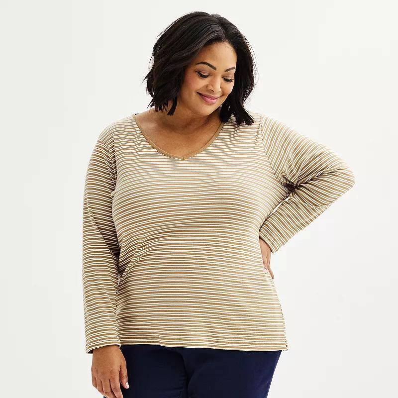 Plus Size Croft & Barrow Essential V-Neck Top, Womens Product Image