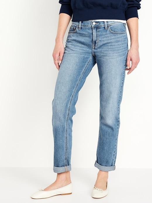 Mid-Rise Wow Boyfriend Straight Jeans Product Image