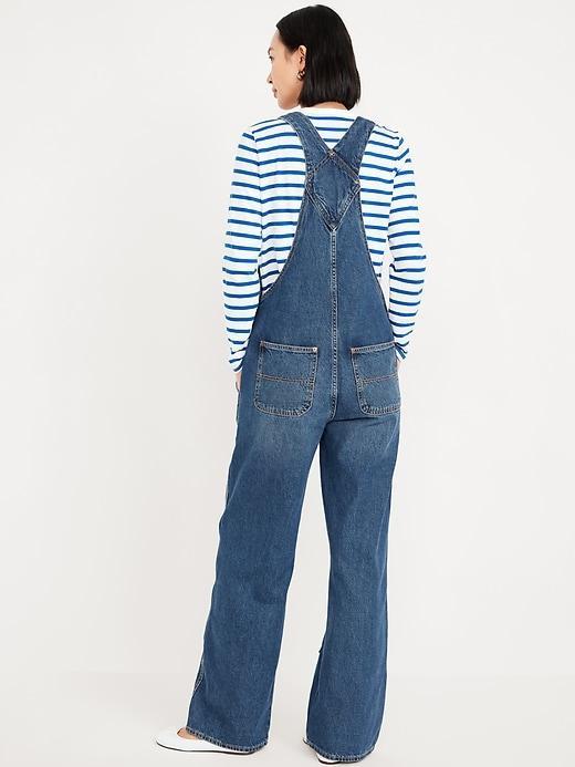 Baggy Wide-Leg Jean Overalls Product Image