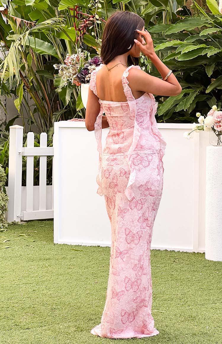 Jacqulin Pink Butterfly Maxi Skirt Product Image