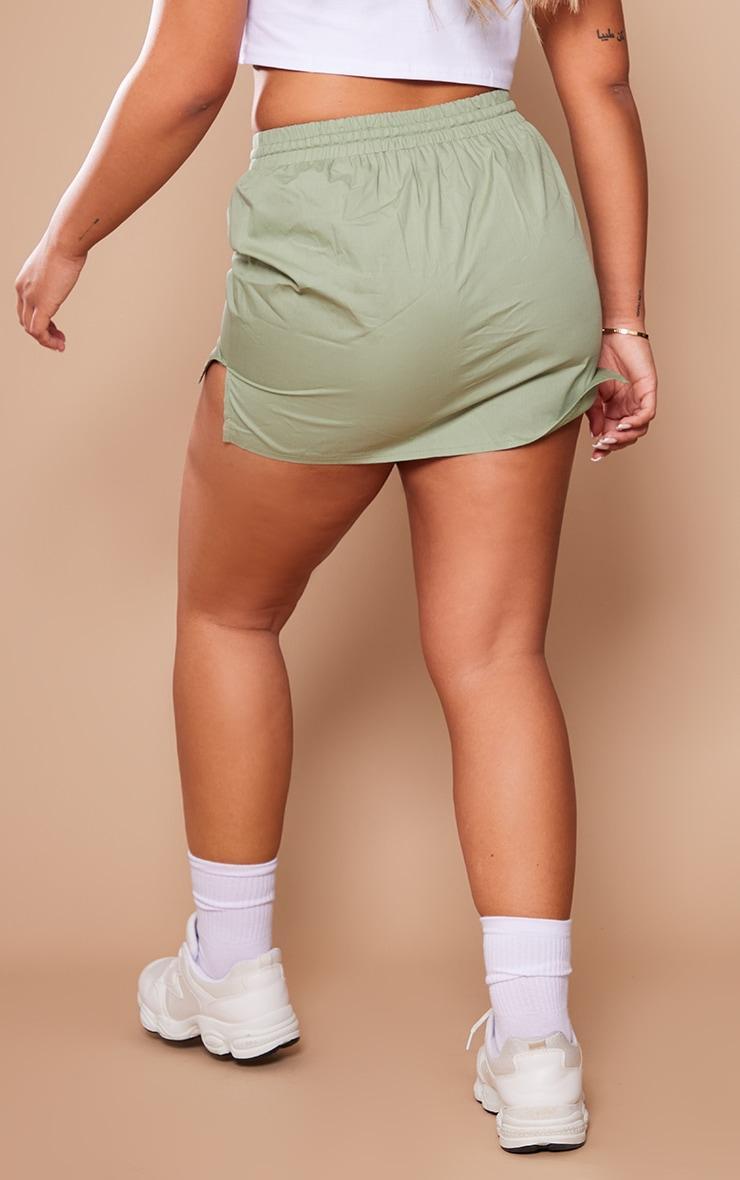 Sage Khaki Cotton Poplin Micro Mini Cargo Skirt Product Image