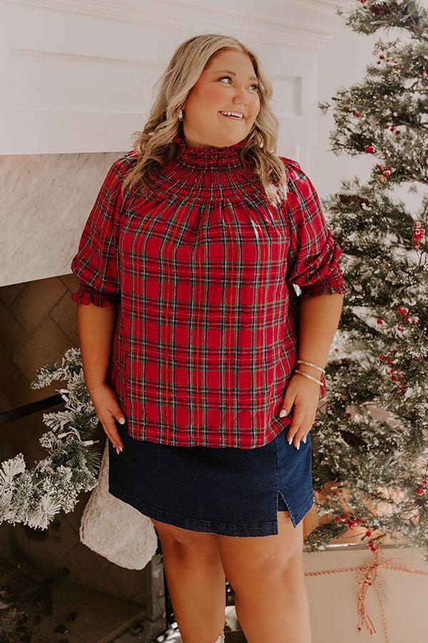 Holiday Harmony Smocked Plaid Top Curves Product Image