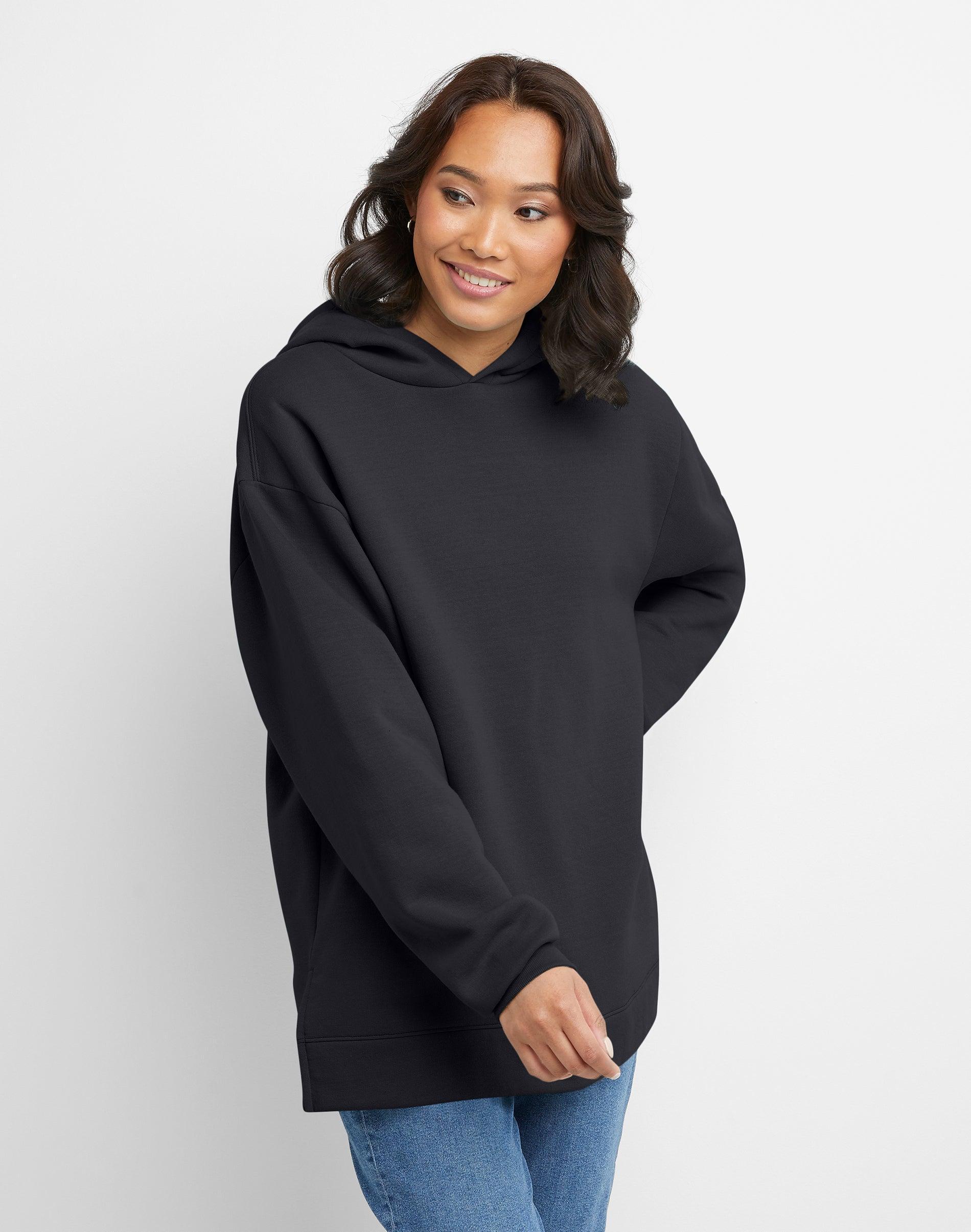 Hanes EcoSmart Womens Fleece Hoodie Ebony M Product Image