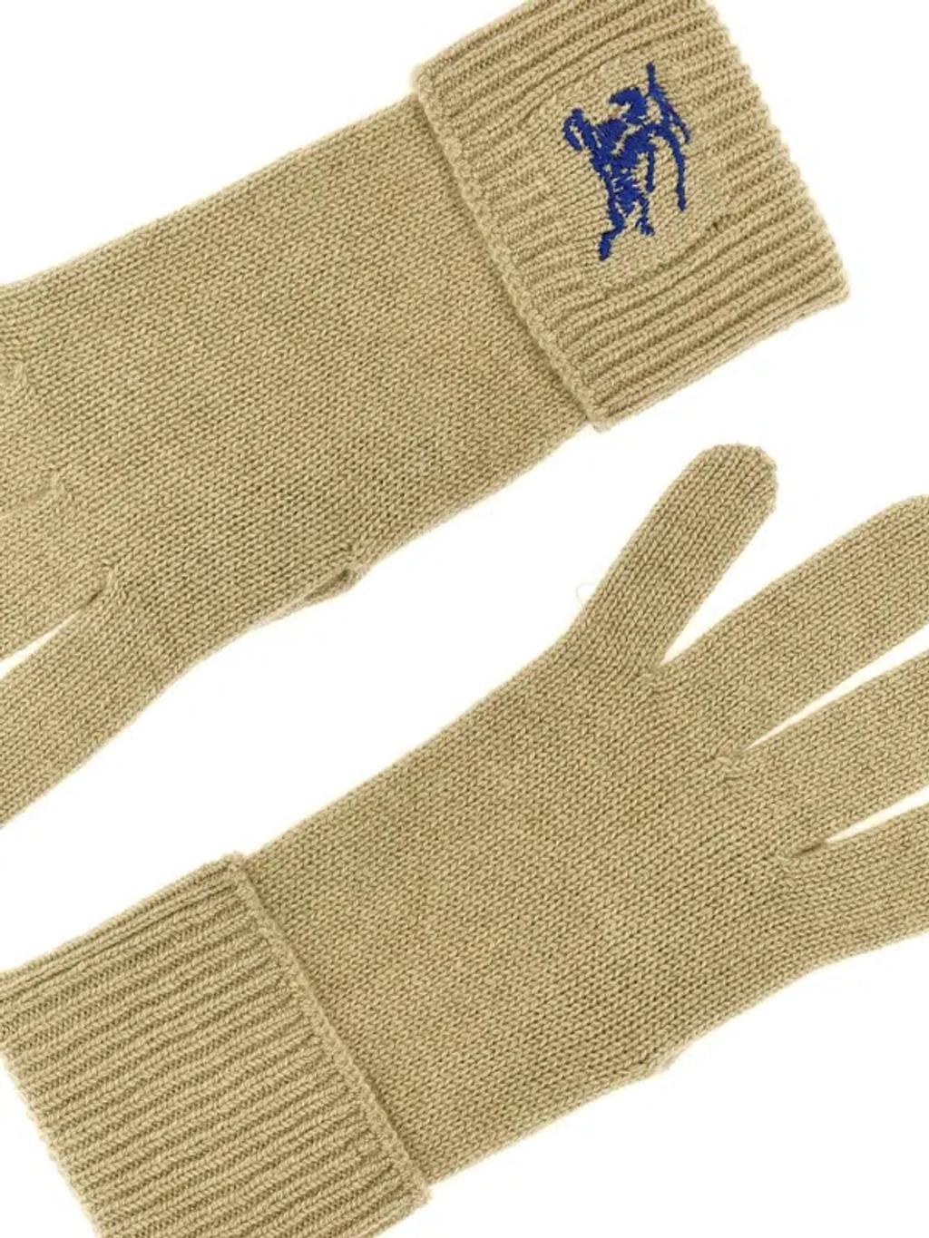 BURBERRY Equestrian Knight Design Gloves In Green Product Image