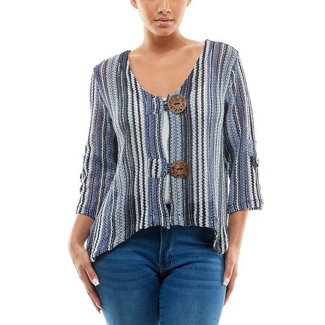 Womens Nina Leonard Button-Front Bolero Blue Team Product Image