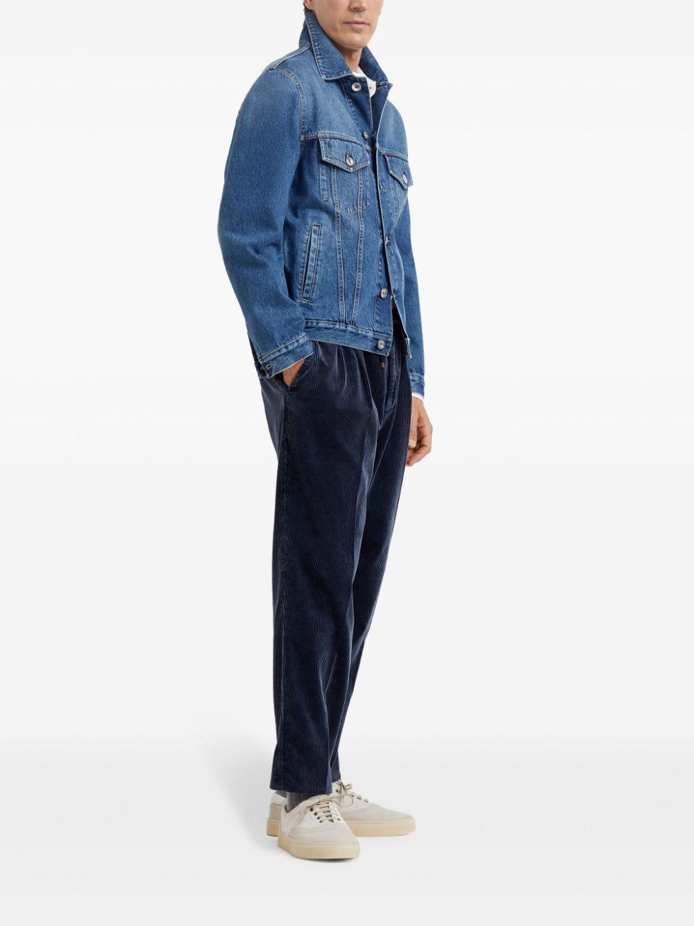 BRUNELLO CUCINELLI Drawstring Corduroy Trousers In Blue Product Image