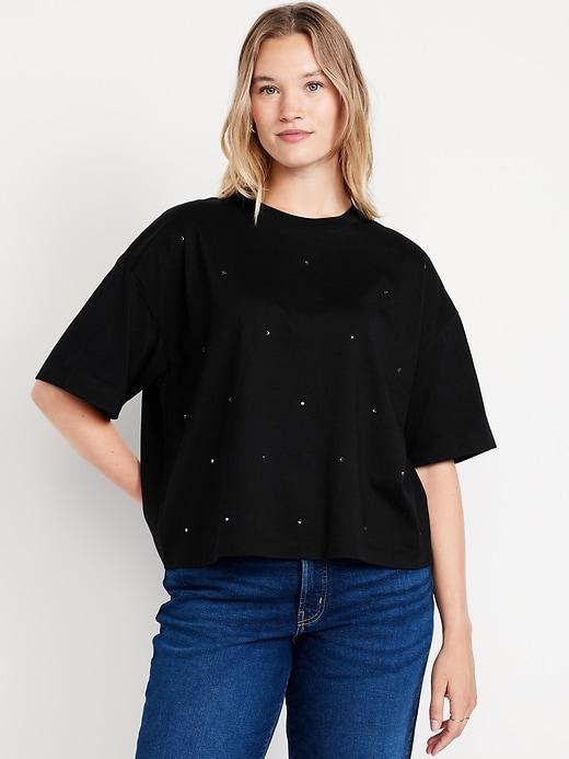 Oversized Crew-Neck Embellished T-Shirt Product Image