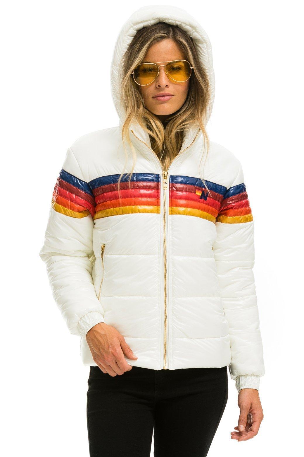 5 STRIPE LUXE TREKKER JACKET - GLOSSY WHITE Female Product Image